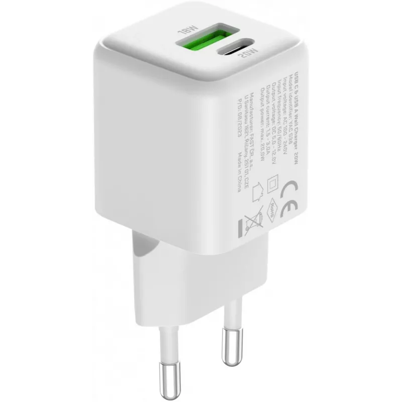 USB-C/A-Netzladegerät YENKEE YAC G38 20W 3A Power Delivery (USB‑C und USB‑A)
