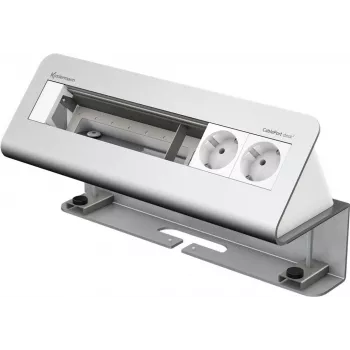 Kindermann CablePort desk² 6-fach - Steckdosen-Einbaueinheit - aufputzmontierbar - Stromversorgung x 2 - eloxiertes Aluminium (7430000062)