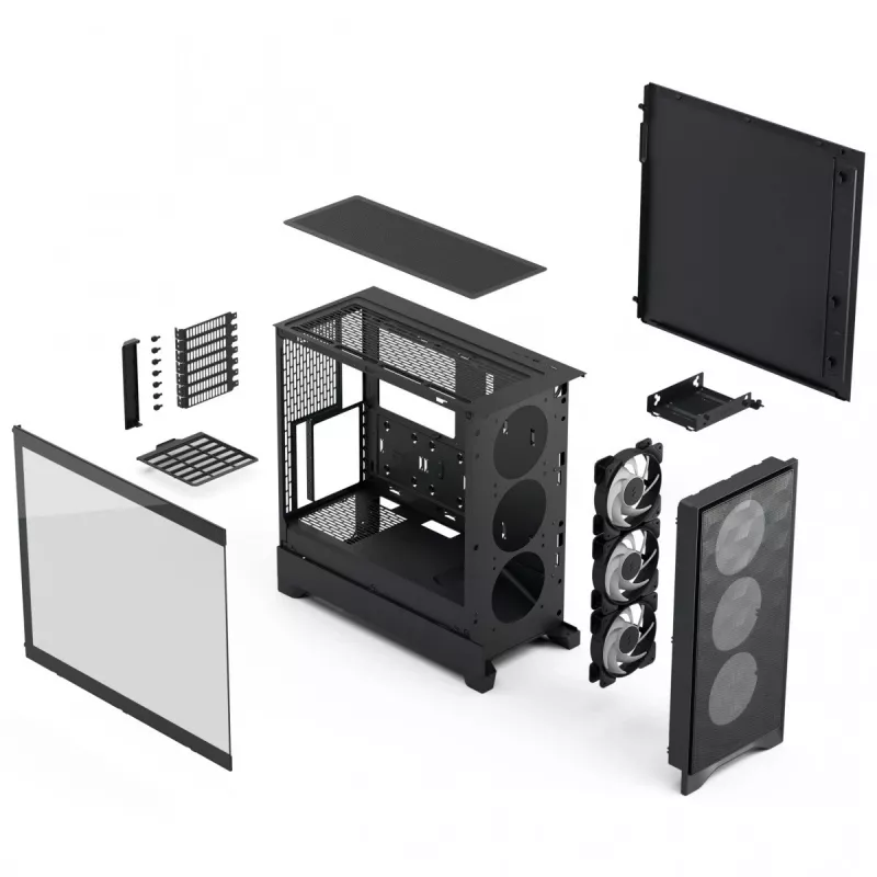 PC-Gehäuse Fractal Design Pop 2 Air Schwarz TG RGB Midi Tower – ATX/Micro-ATX/Mini-ITX, 3x120mm vorne, 1x120mm hinten, 2,5-Zoll- und 3,5-Zoll-Schächte