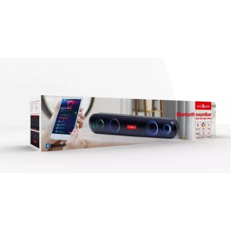 Gembird SPKBT-BAR400L Soundbar-Lautsprecher Schwarz 2.0 Kanäle 10 W