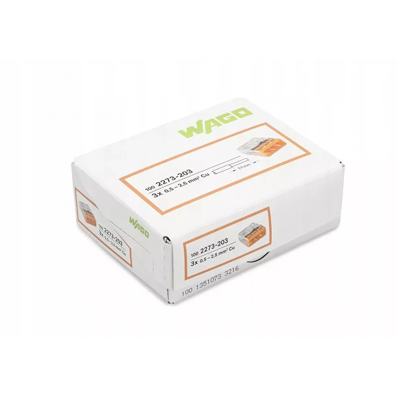 Wago 2273-203 Kabelverbinder/Verteiler Orange, Transparent