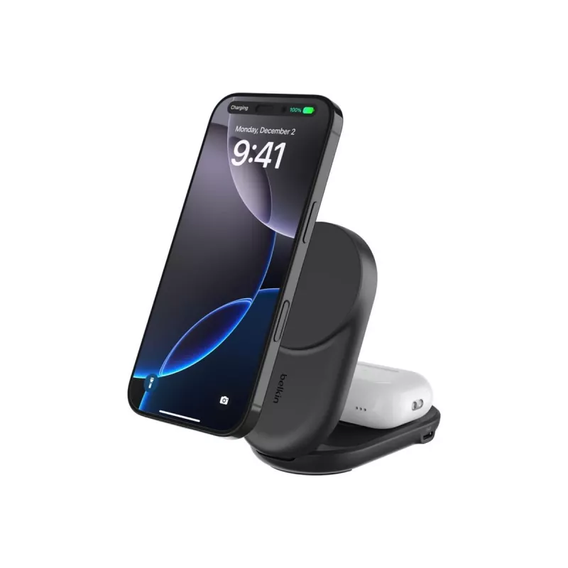 Indoor-Ladegerät Belkin UltraCharge 25w Qi2 2in1 Magnetic USB-C Schwarz Rund