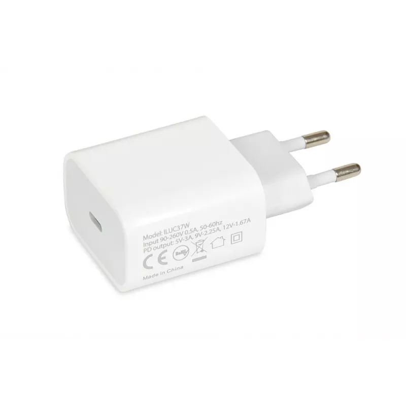 Indoor USB Type-C Schnellladegerät IBOX C-37, 20W, USB‑C PD 3.0, 3 A Ausgang, Weiß
