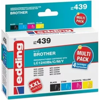 edding Druckerpatronen EDD-439 Schwarz, Cyan, Magenta, Gelb kompatibel mit brother LC-1240BK/C/M