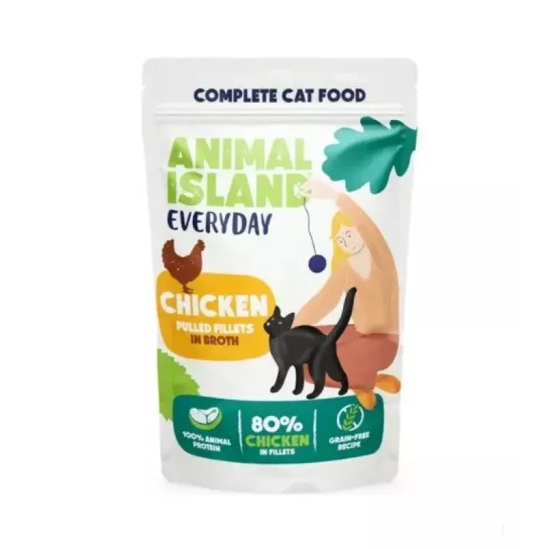 ANIMAL ISLAND Hähnchen in Brühe Katzenfutter Monopack 40x85g