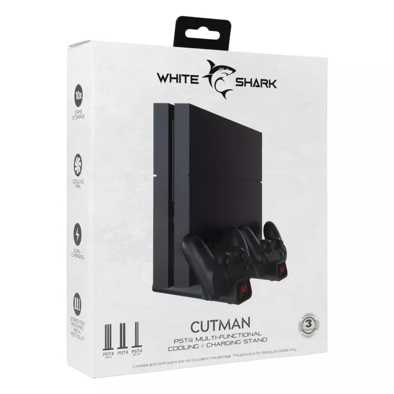 Kühlpad White Shark PS4-19076 Cutman mit 2 Ladestationen für Controller