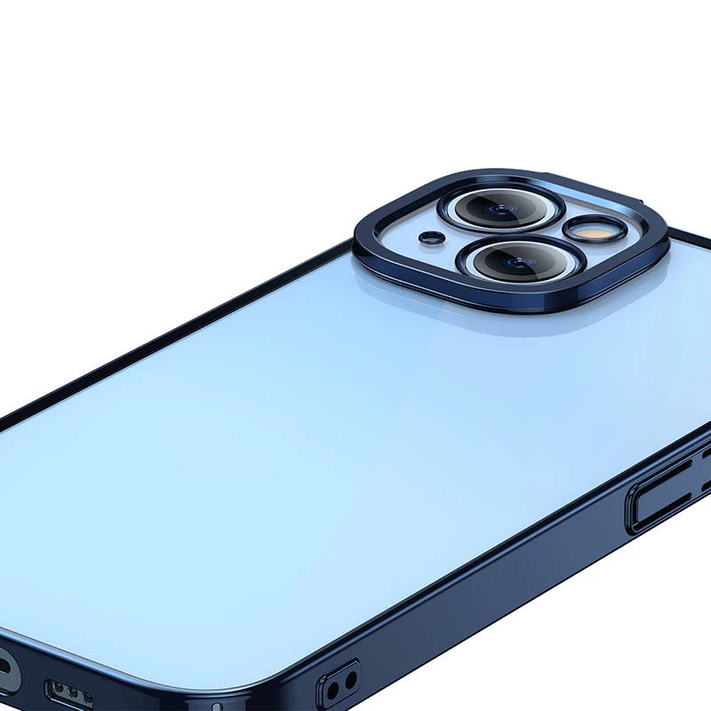 Schutzhülle und Panzerglas-Set Baseus für iPhone 14 Plus – Glitter transparent blau