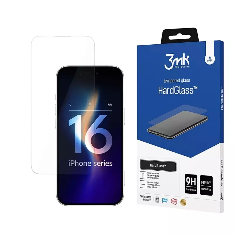 3MK HardGlass Clear Displayschutzfolie Apple iPhone 16 Pro Stoßfest Kratzfest