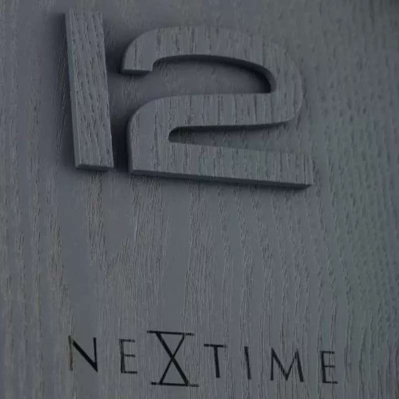 NeXtime 3096GS - Wanduhr - Quarzuhr - Rund - Grau - Holz - Erwachsene