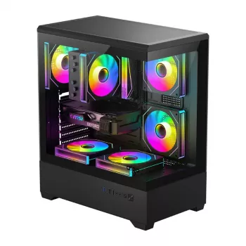 Computer-Gehäuse Darkflash C365 (schwarz) mit 5 enthaltenen Lüftern
