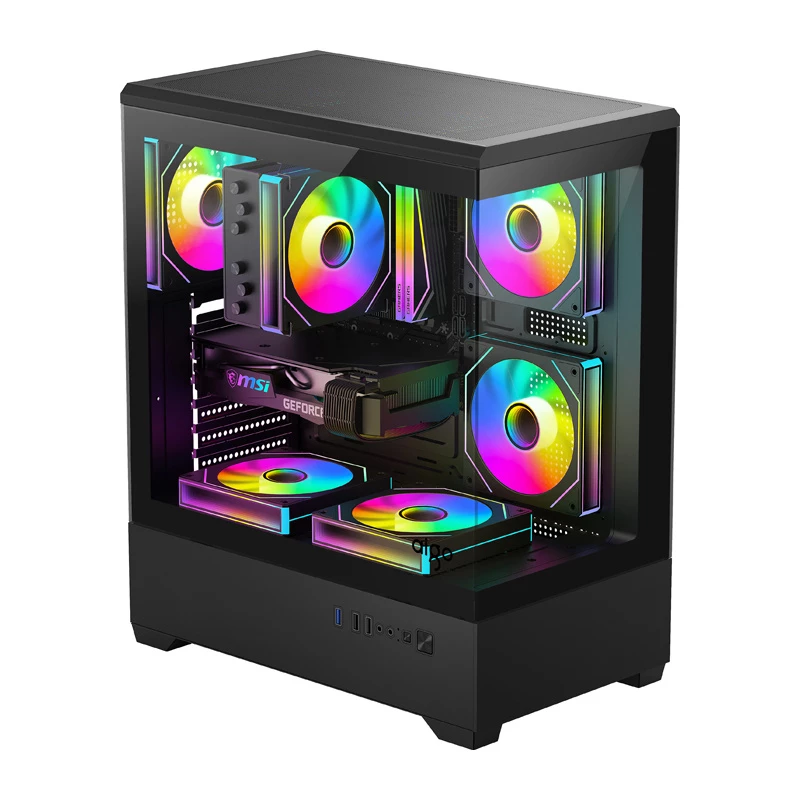 Computer-Gehäuse Darkflash C365 (schwarz) mit 5 enthaltenen Lüftern