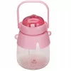 Trinkflasche Extralink Schulflasche mit Strohhalm und Trageband 1 L pink