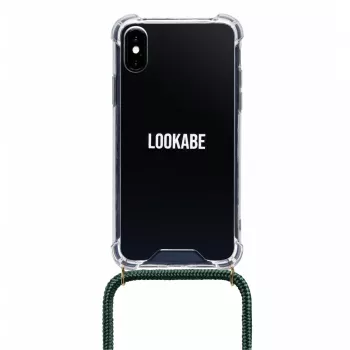 Telefon-Halskettenhülle Lookabe für iPhone X / Xs — Gold mit grünem Band