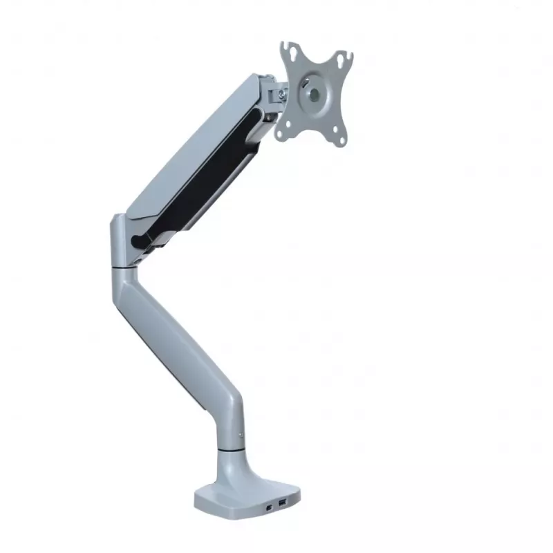 ART RAMM L-35HD Gasfeder-Tischhalterung für 1 Monitor 17–45 Zoll, USB-A und USB-C
