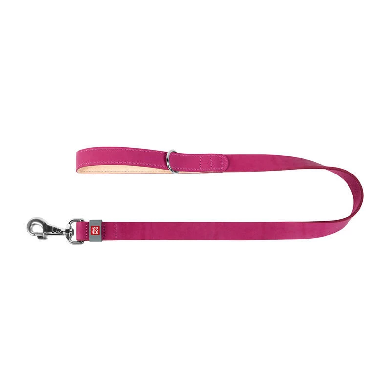 WAUDOG Hundeleine aus Naturleder, 25 mm breit, 122 cm lang, pink