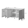 MARMO 3D Kommode 150x45x80.5 cm matt schwarz/marble schwarz