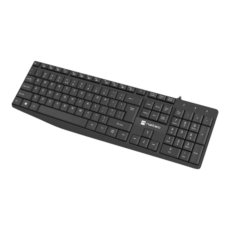 Kabelgebundene Full-Size-Tastatur NATEC NAUTILUS NKL-1950 — USB, QWERTY US International, 105 Tasten, Schwarz