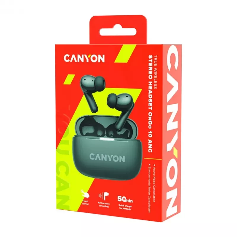 Canyon CNS-TWS10BK Kopfhörer und Headset True Wireless Stereo (TWS) In-Ear für Anrufe/Musik/Sport/Alltag USB Typ-C Bluetooth Schwarz (CNS-TWS10BK)