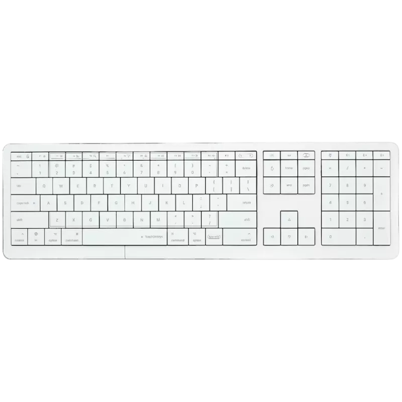 Kabellose Tastatur CLEVETURA CLVX 1 Touch-On-Keys AI — ANSI US Mac-Layout, Scissor-Switches, Aluminiumgehäuse, interaktives RGB