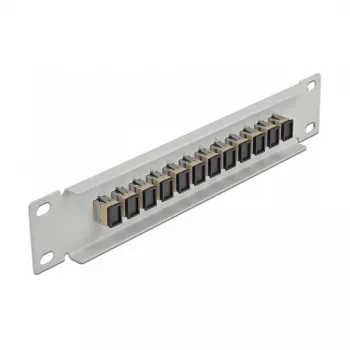 Glasfaser-Patchpanel DeLOCK 10 Zoll 12 Port SC Simplex Beige 1U Grau