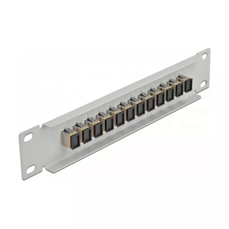 Glasfaser-Patchpanel DeLOCK 10 Zoll 12 Port SC Simplex Beige 1U Grau