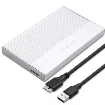 Gehäuse für 2,5-Zoll-SATA-SSD/HDD QOLTEC 52278 USB 3.0, unterstützt bis zu 2 TB