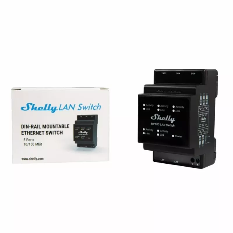Smart Switch Shelly LAN Switch Schwarz AC 110-240V 1W