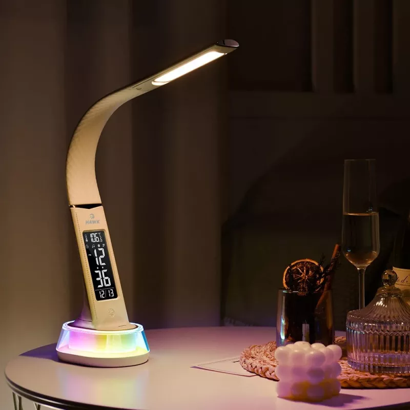 Schreibtischlampe Hawk HW-LAMP05 Weiß LED verstellbar — kompakte LED-Arbeitslampe mit verstellbarem Arm