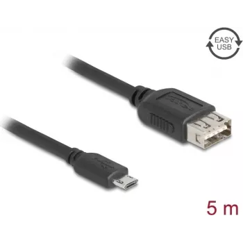 USB-Kabel DELOCK 81521 — USB 2.0, Micro‑USB B auf USB A, 5 m, schwarz