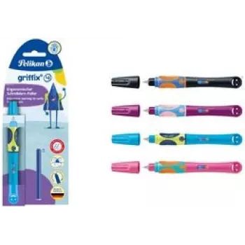 Pelikan griffix® Füllfederhalter für Linkshänder – Lovely Pink – Pink – Patronenfüllsystem – Blau – Kunststoff – Edelstahl – für Linkshänder (820318)