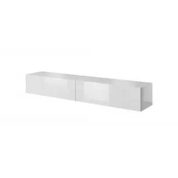 TV-Ständer cama meble SLIDE 200 — 2000×400×300 mm, weiße Hochglanz-MDF-Platte, weißes Gestell