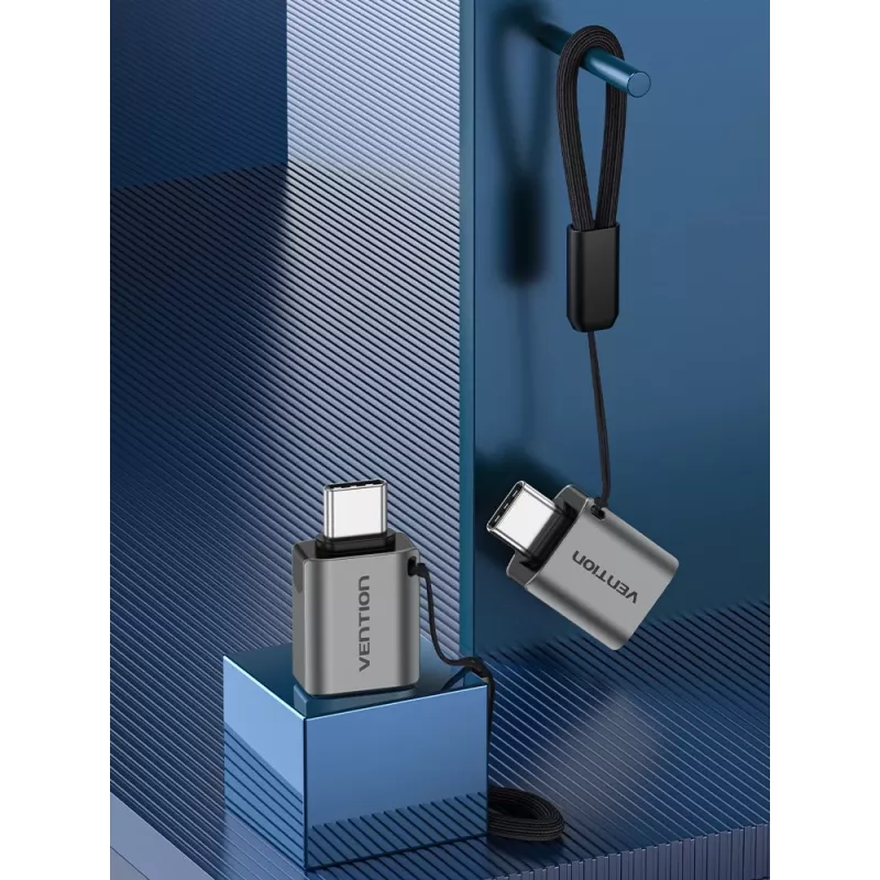 Vention USB-C-Stecker auf USB 3.0-Buchse OTG-Adapter Grau Aluminiumlegierung Typ