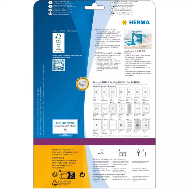 CD-Einlegekarte HERMA 121x242 mm