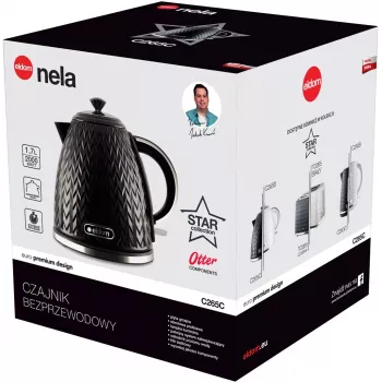 ELDOM NELA Wasserkocher, 1,7 l Fassungsvermögen, 2000 W Leistung, schwarz