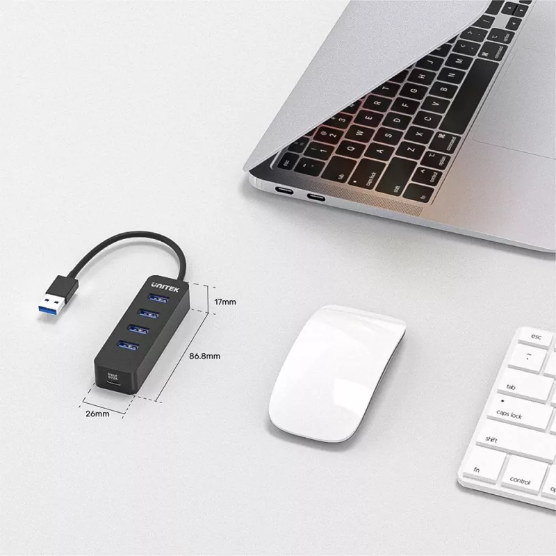 UNITEK uHUB Q4 USB 3.2 Gen 1 (3.1 Gen 1) Type-A 5000 Mbit/s Schwarz