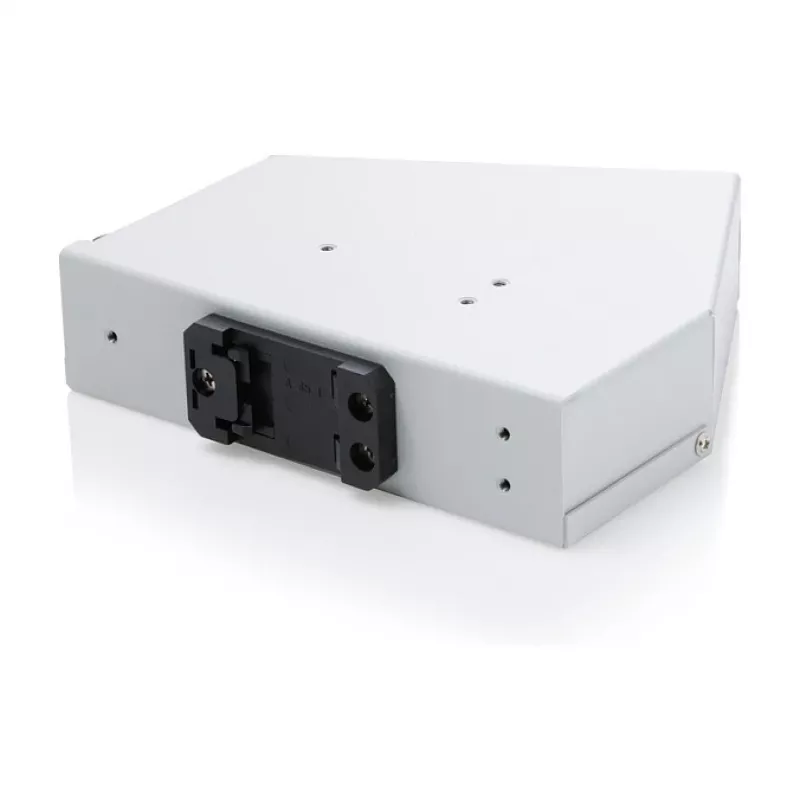 DIN-Schienen-Glasfaser-Spleißverteiler DIGITUS DN-96894 — abgewinkelt, 6 SC SX / LC DX, Aluminium, grau