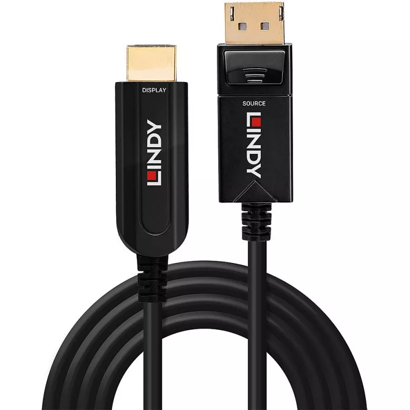 Lindy 10m Fibre Optic Hybrid DisplayPort 1.2 zu HDMI 18G Kabel