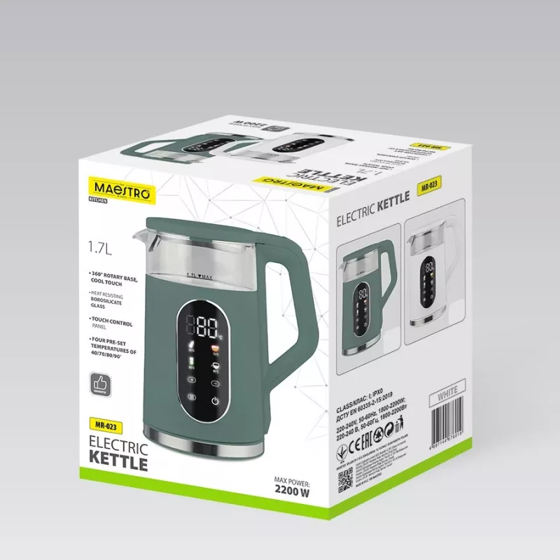 Elektrischer Wasserkocher Maestro MR-023-WHITE, 1,7 L Fassungsvermögen, 2220 W Leistung
