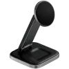 SATECHI 3-in-1 faltbare Qi2 kabellose Ladestation (Space Grau) mit Typ A-, C-, G-Steckern