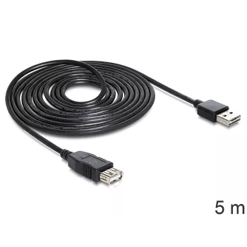 USB-Kabel DeLOCK EASY-USB 2.0-A 5m Schwarz