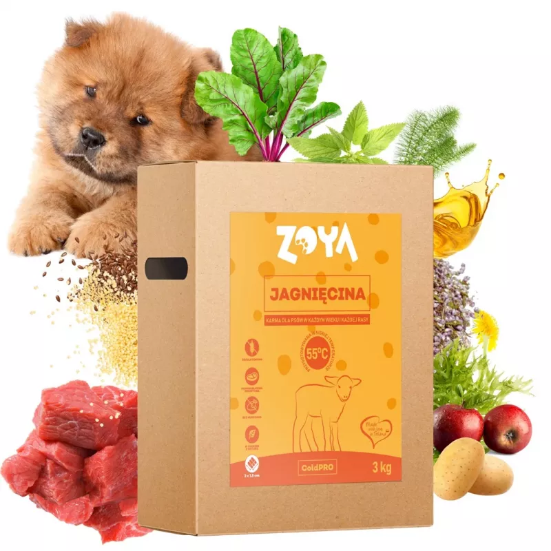 Trockenhundefutter ZOYA ColdPRO Lamm 3 kg — Alleinfuttermittel für adulte Hunde in Krokettenform, 26% Protein, 9,5% Fett