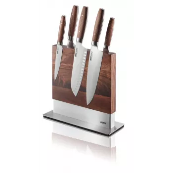 Guard-Messerblock GEFU 13958 von NPC Polska – Edelstahl und Walnuss, 90×250×256 mm