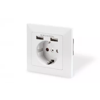 Sicherheitssteckdose für Unterputzmontage Digitus DA-70613 mit 2 USB-Anschlüssen