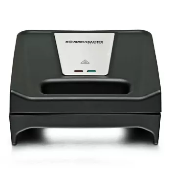 Sandwichmaker Rommelsbacher SWG 700 – kompakter 3-in-1 elektrischer Grill mit 3 Wechselplatten (Sandwich, belgische Waffel, Grill), Edelstahlakzenten