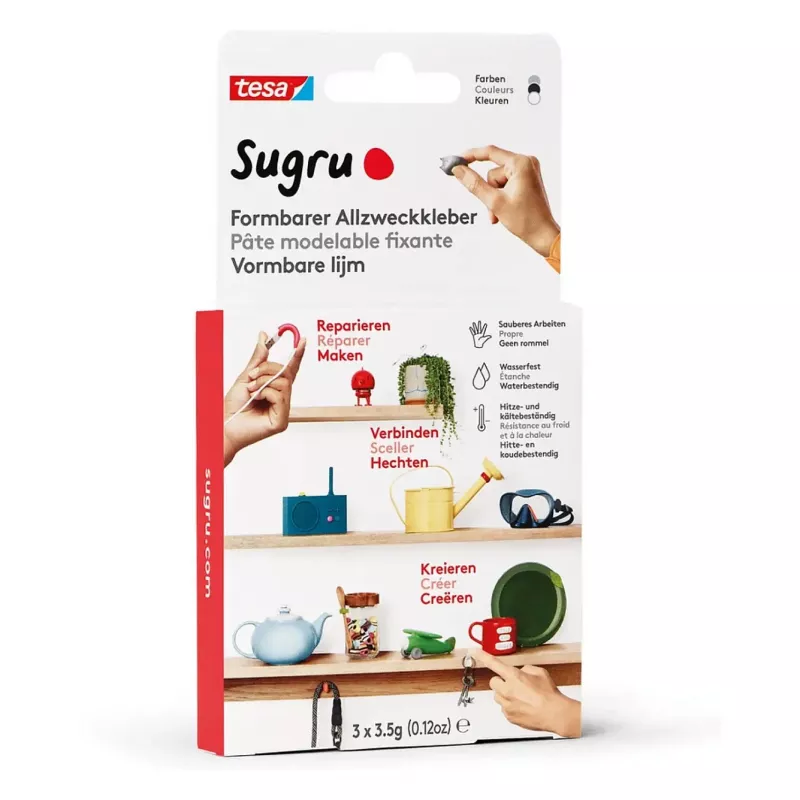 Tesa Sugru formbarer All-Purpose Adhesive 3er Schwarz