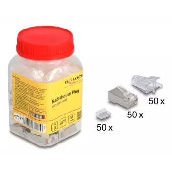 DeLOCK 67177 RJ45-Steckverbinder Silber Transparent Männlich 50 Stück