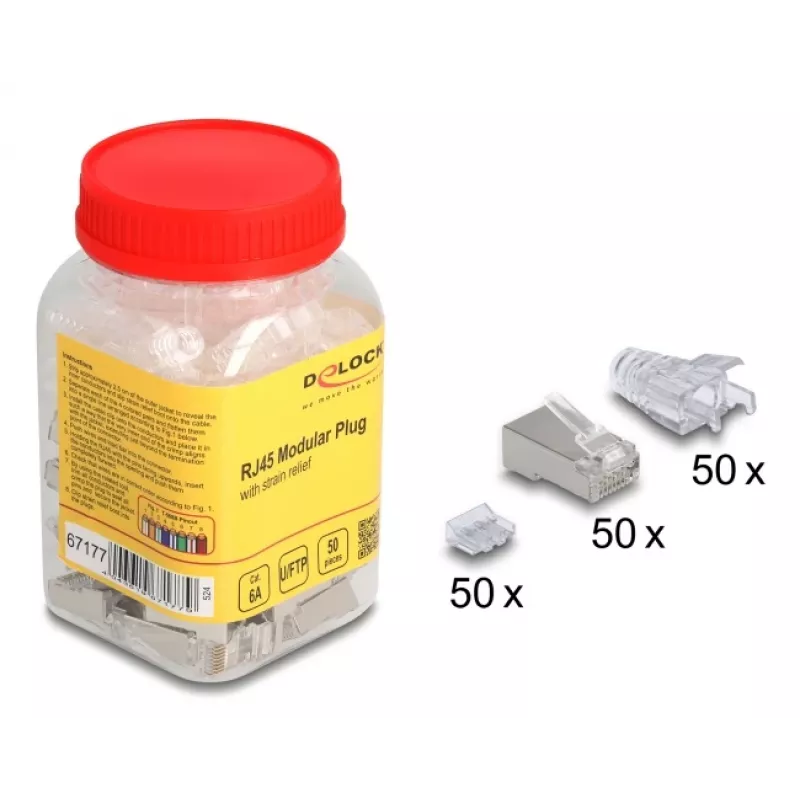 DeLOCK 67177 RJ45-Steckverbinder Silber Transparent Männlich 50 Stück