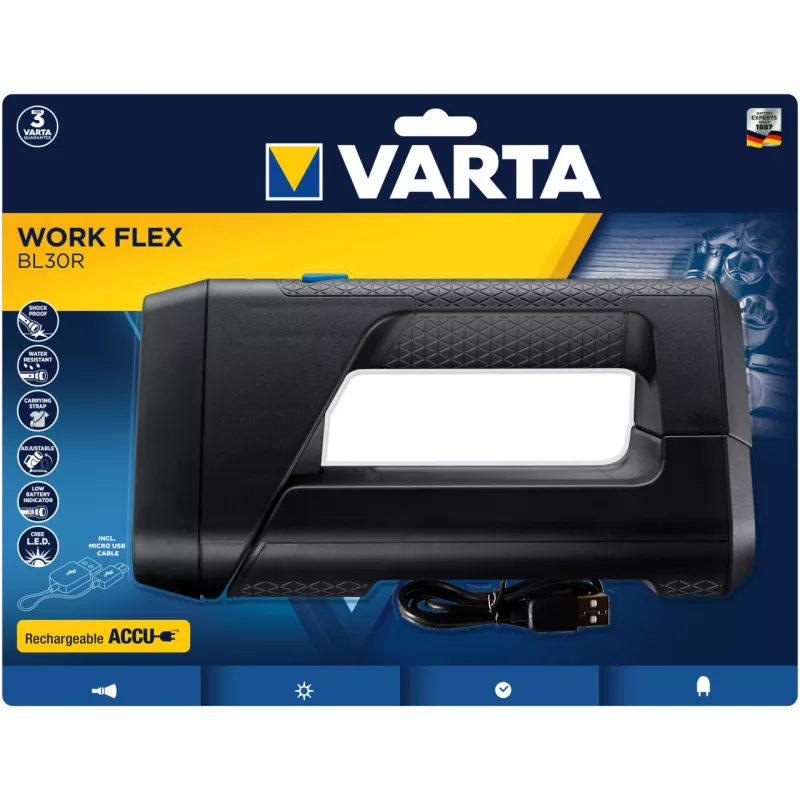 Handflashlight Varta Work Flex Schwarz LED 600 lm IPX4 2600 mAh