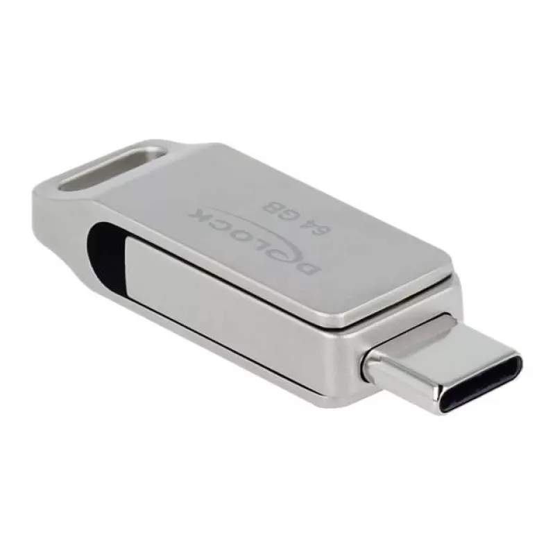 USB-Stick DeLOCK 64 GB USB-C Type-A drehbar Metallgehäuse