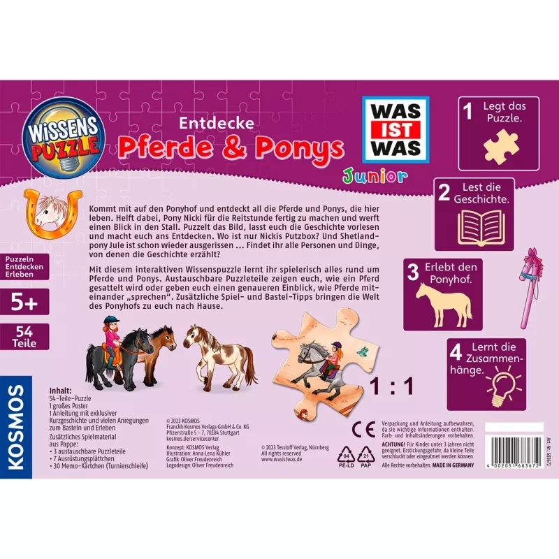 Wissenspuzzle WAS IST WAS Junior: Entdecke den Ponyhof (54 Teile)